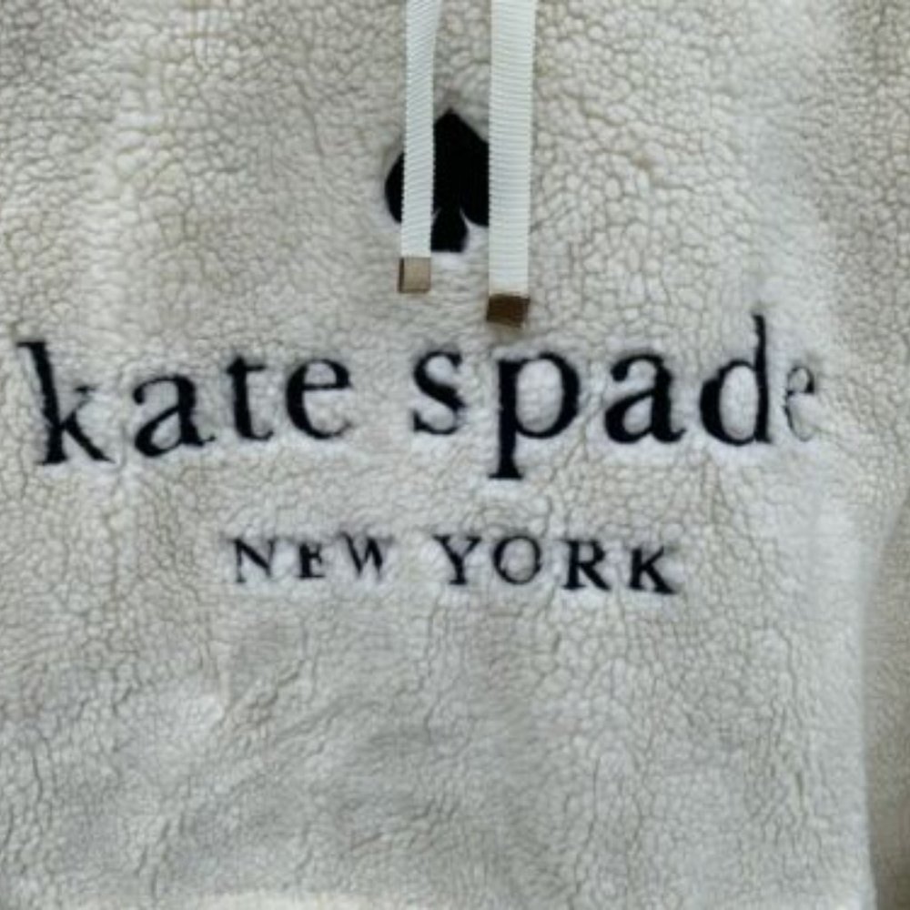 RARE Kate Spade Sherpa Hoodie in Cream - Size Medium - Picture 2 of 4